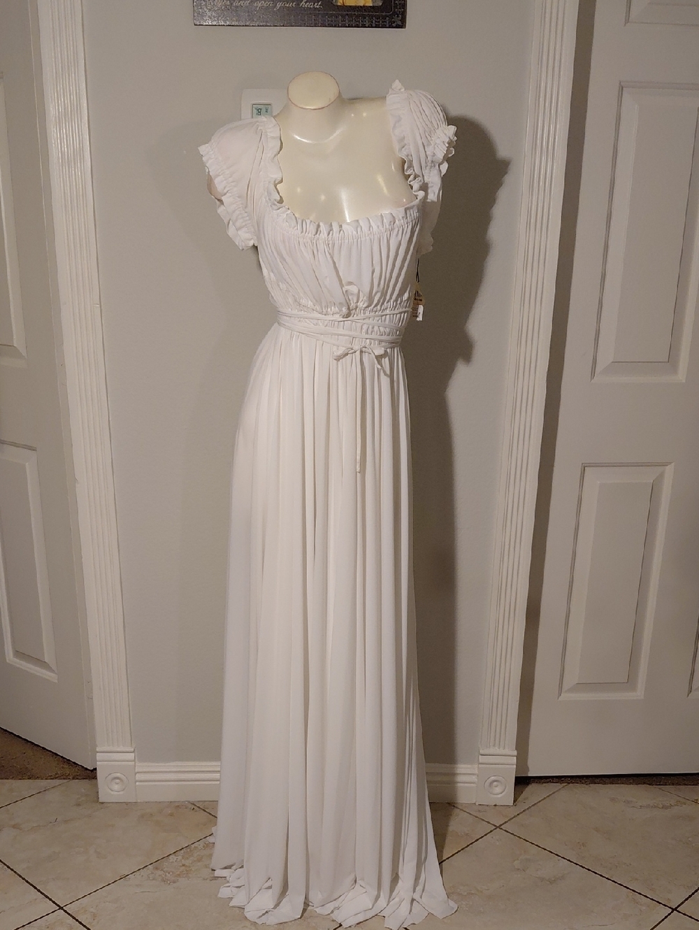 White Norma KAMALI Ruffled Gypsy Dress